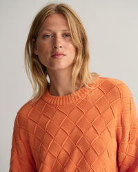 Vinoneliökuvioinen neulepusero, pyöreä pääntie