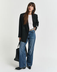 Relaxed fit ‑mitoitettu kaksirivinen Hopsack-villasekoitebleiseri