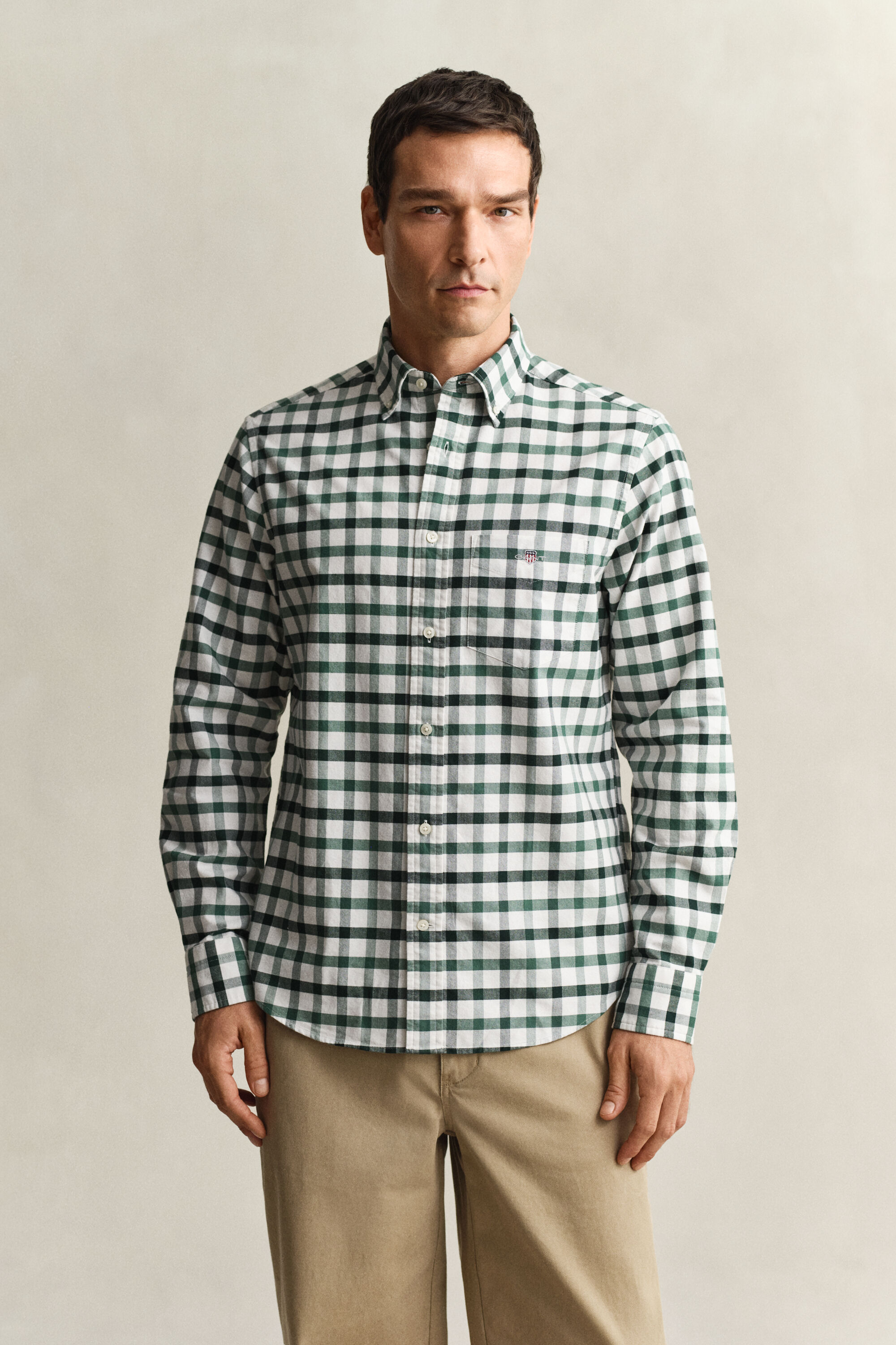 Regular fit ‑mitoitettu ruudullinen oxford-paita