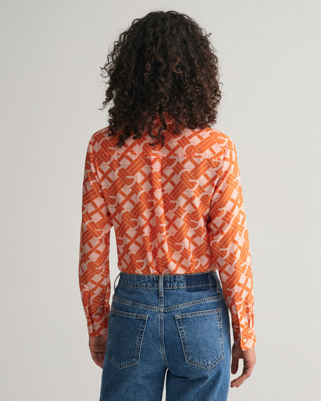 Regular fit ‑mitoitettu G Patterned ‑puuvilla-silkkipaita