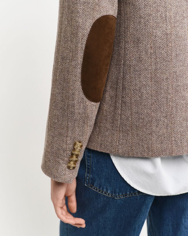 Regular fit ‑mitoitettu lyhyt kalanruotokuvioinen bleiseri