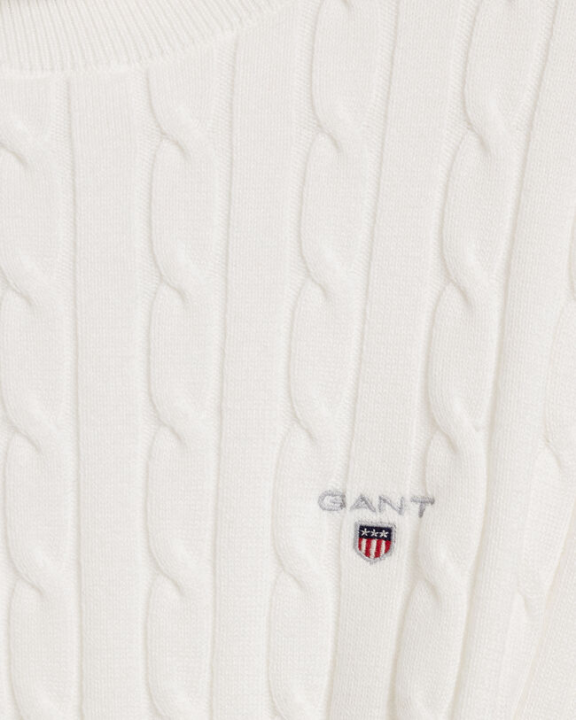 Joustava puuvillainen palmikkokuvioitu pooloneule