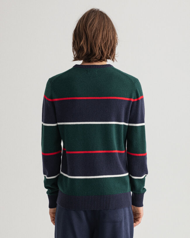 Raidallinen Banner Shield ‑neulepusero, py&ouml;re&auml; p&auml;&auml;ntie