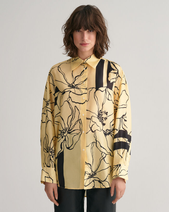 Oversized fit -mitoitettu viivakuvioitu silkkipaita