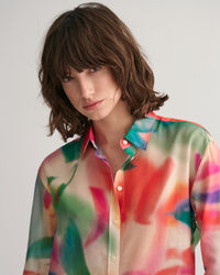 Relaxed fit ‑mitoitettu kukkapaita puuvilla-silkkisekoitetta