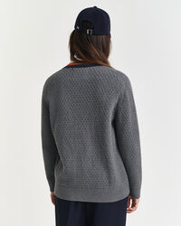 Kohopintainen kontrastivärinen puuvillaneuletakki