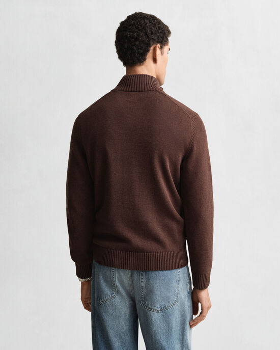 Casual-puuvillaneulepusero puolivetoketjulla