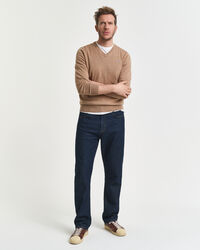 Klassinen puuvillaneulepusero, v-pääntie