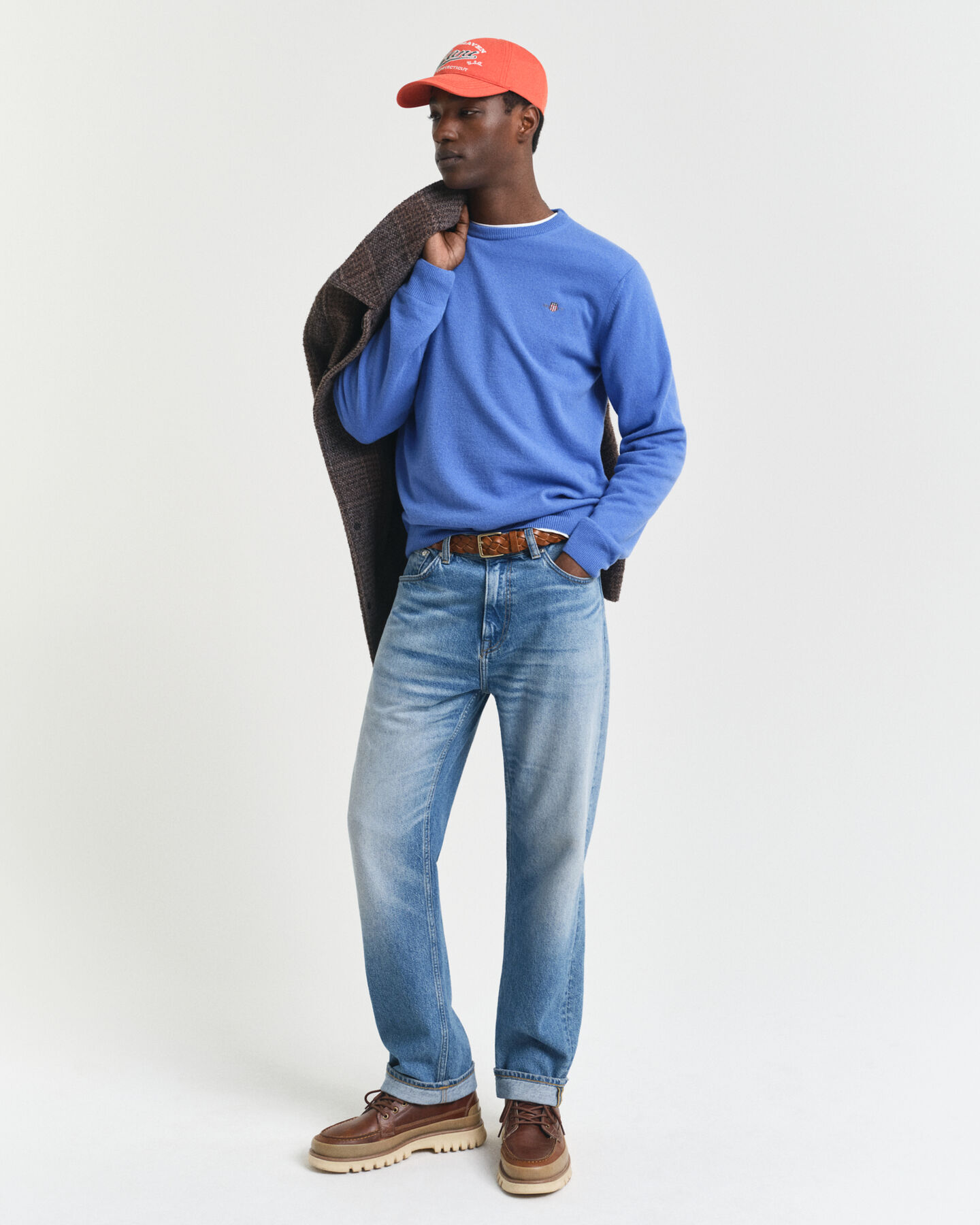 Ohut lampaanvillaneule, pyöreä pääntie