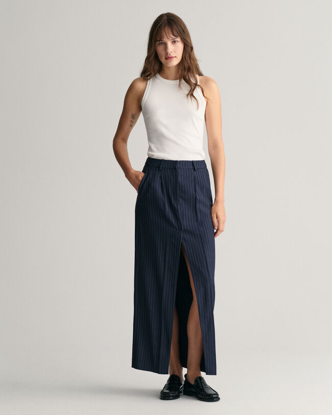 Laskostettu Pinstripe-maksihame