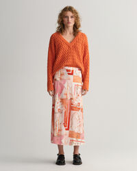 Printtikuvioitu silkkinen Sailing-maksihame