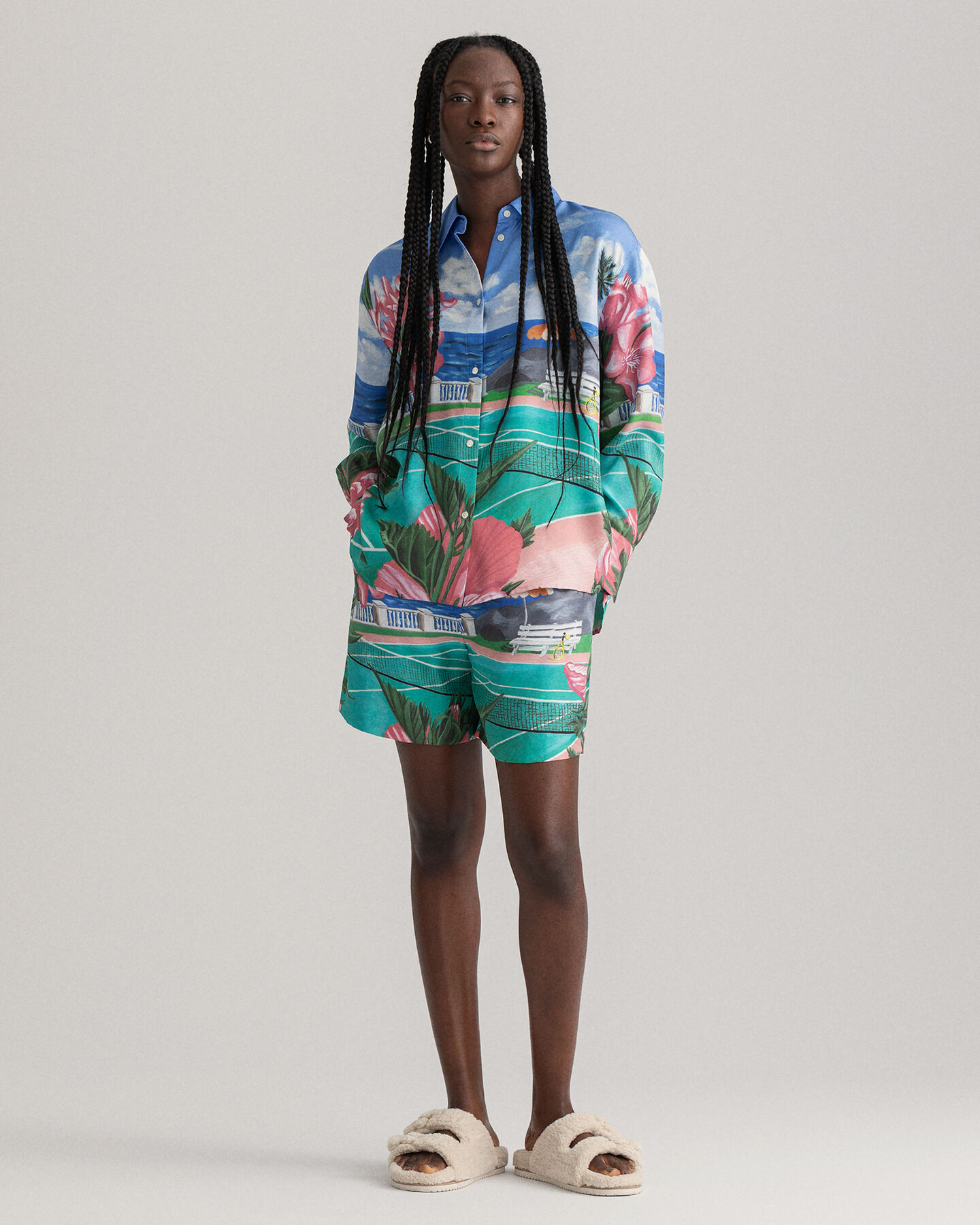 Printtikuvioitu Scenery-silkkipaita