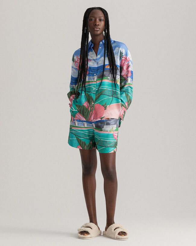 Printtikuvioitu Scenery-silkkipaita