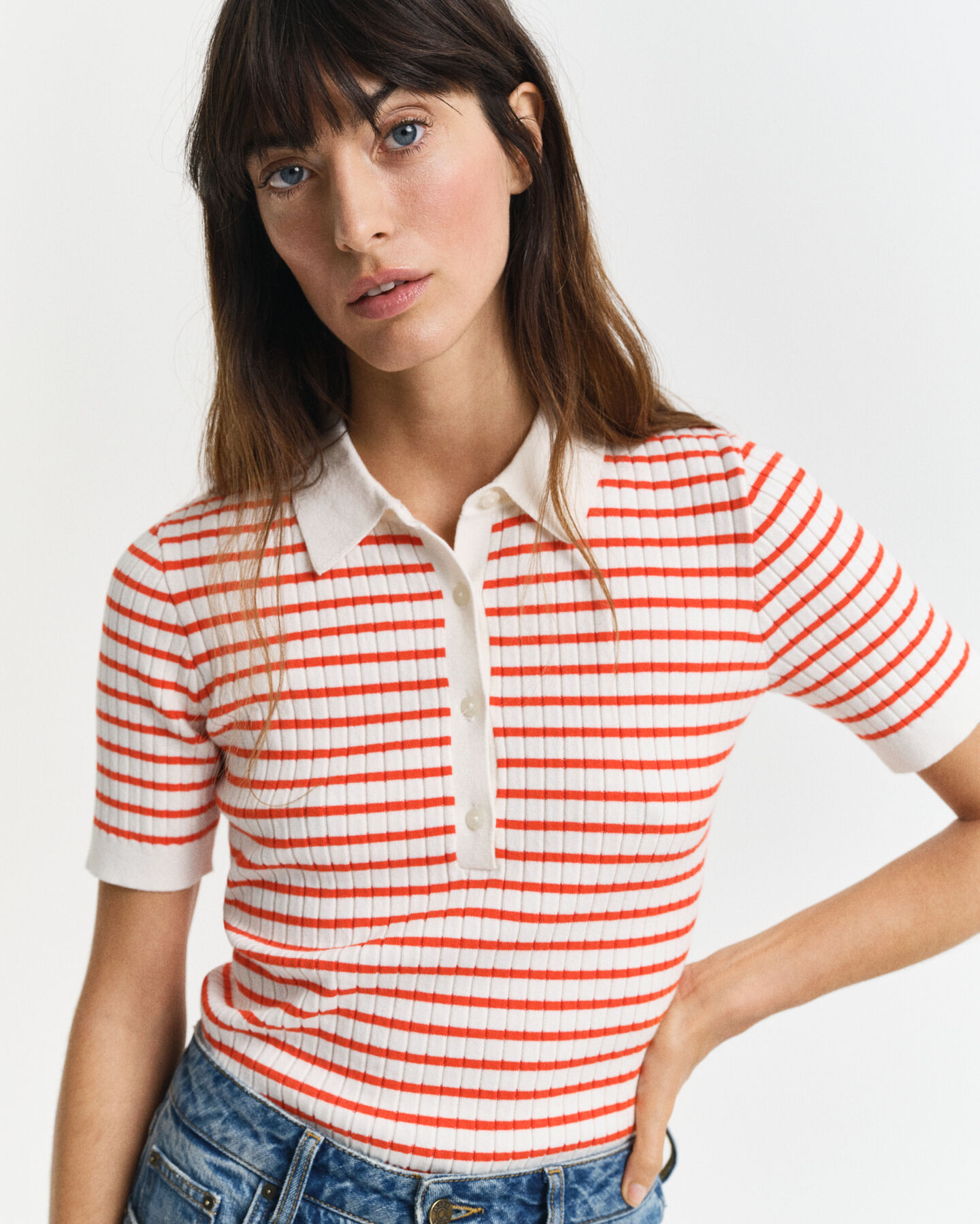 Raidallinen lyhythihainen Rugger‑ribbineule