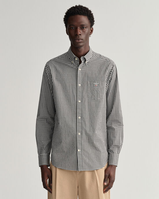 Regular fit ‑mitoitettu gingham-ruutuinen paita broadcloth-kankaasta