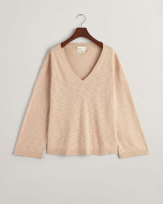 Linen Blend V-Neck Sweater