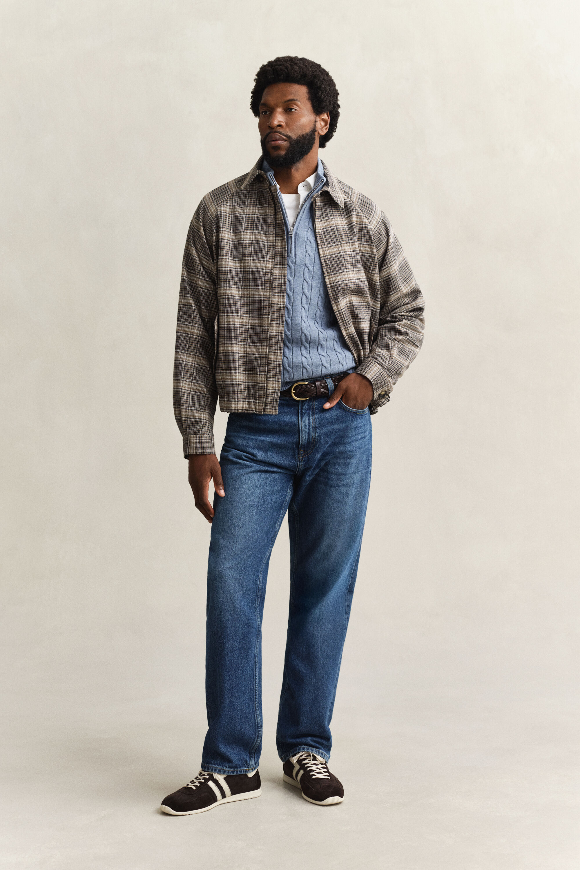 Puuvillainen palmikkoneule, vetoketjukaulus