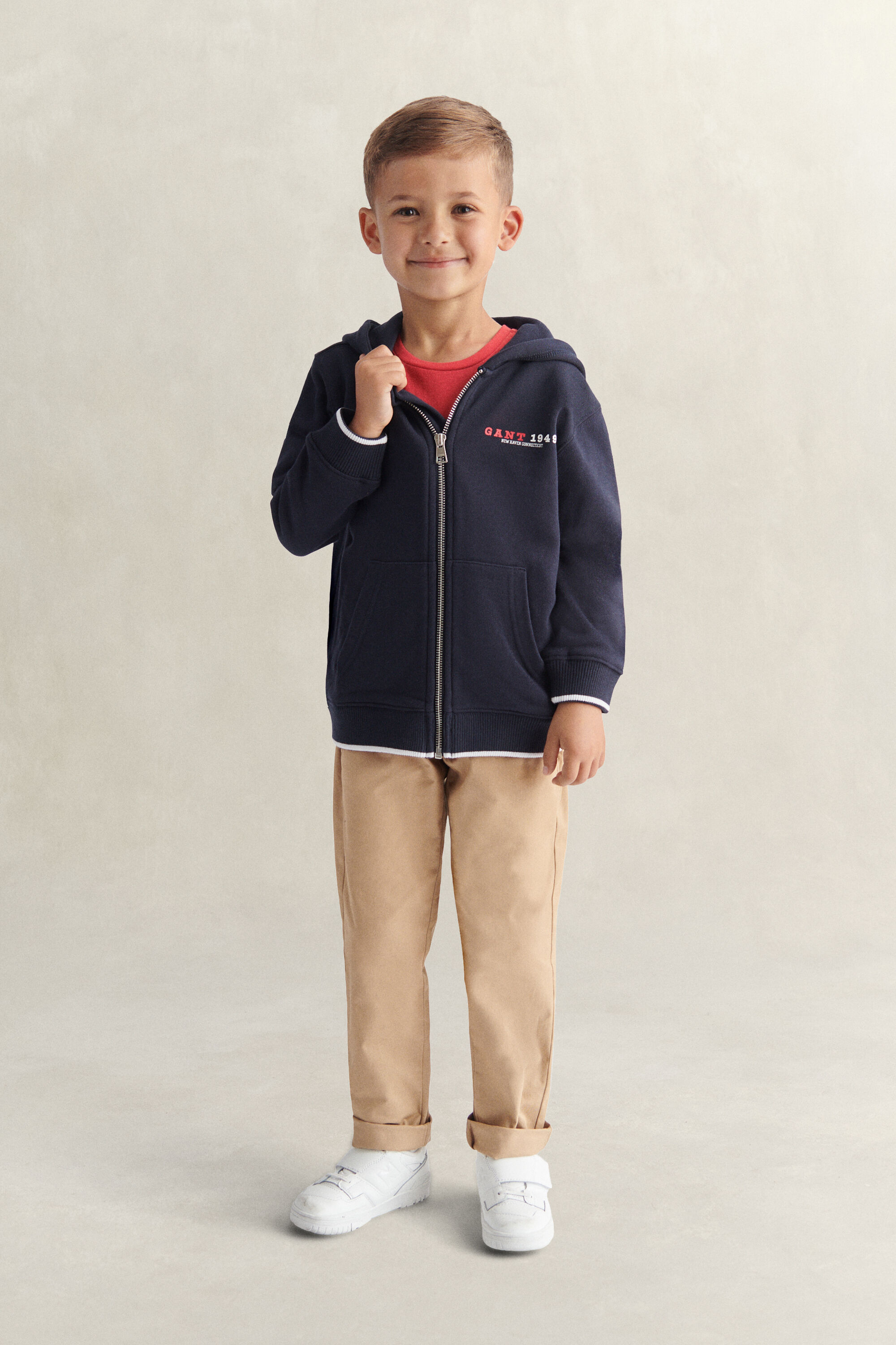 Boys-malliston vetoketjullinen Collegiate-printtihuppari