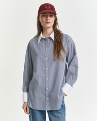 Oversized fit ‑mitoitettu raitapaita, kontrastivärinen kaulus