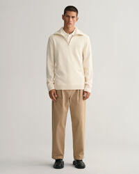 Supima-puuvillaneulepusero, jossa vetoketjullinen p&auml;&auml;ntie