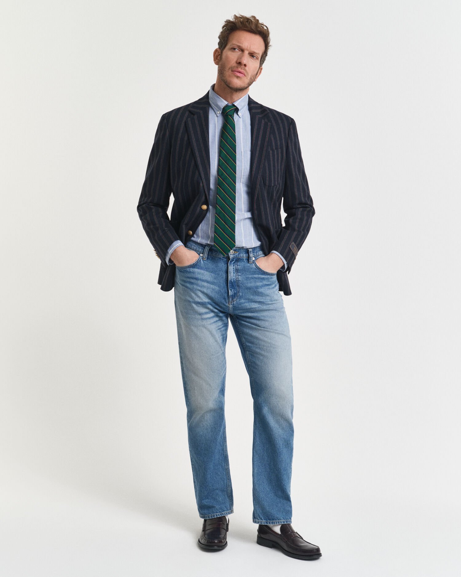 Regular fit ‑mitoitettu raidallinen klassinen oxford-paita