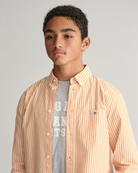 Teens-malliston raidallinen Shield-popliinipaita