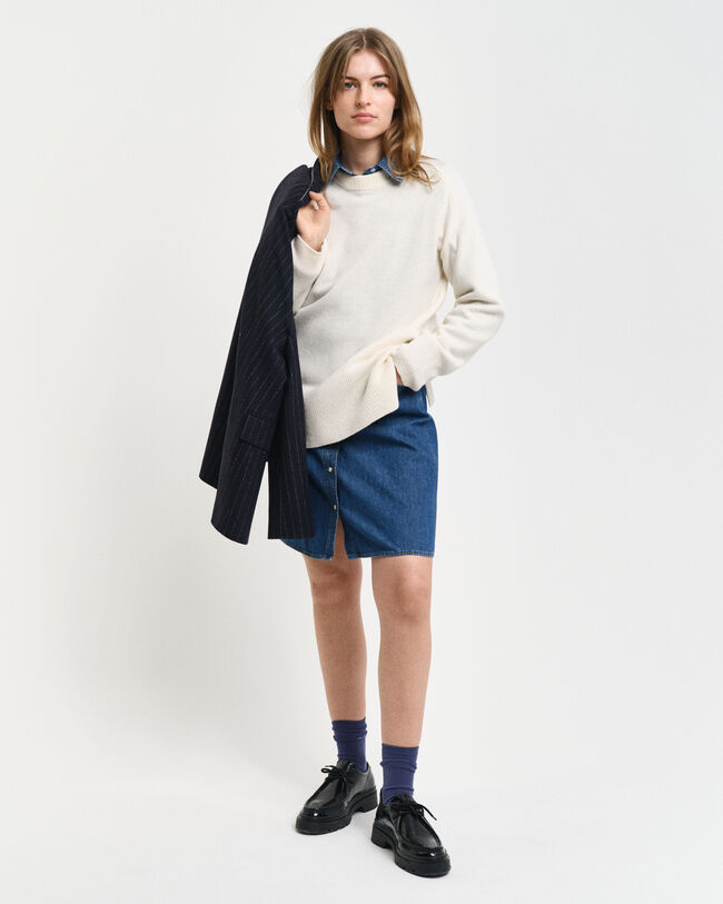 Kalanruotosomisteinen neulepusero, pyöreä pääntie