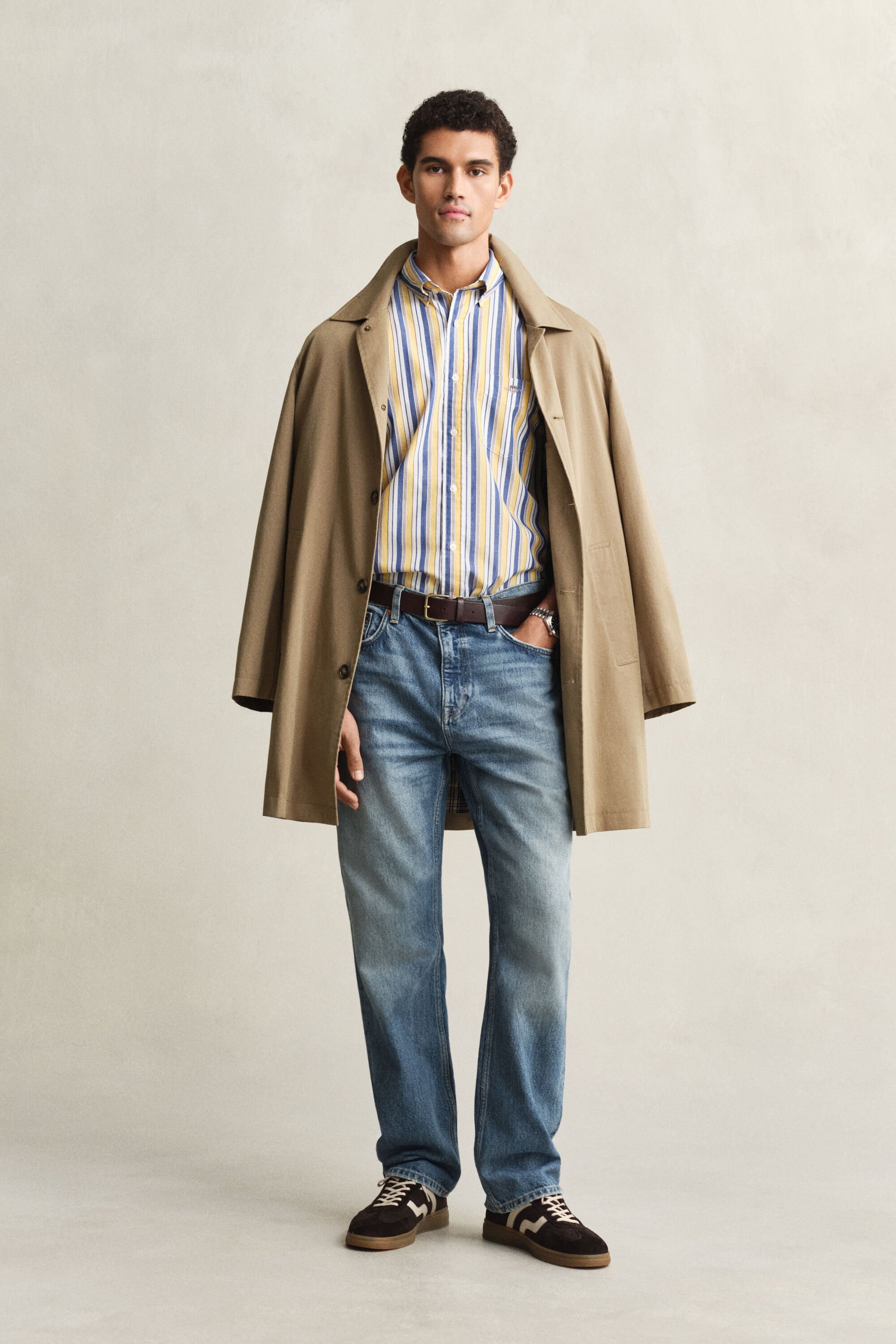 Regular fit ‑mitoitettu raidallinen popliinipaita