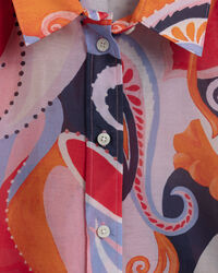 Regular fit ‑mitoitettu paisley-kuvioitu puuvilla-silkkipaita