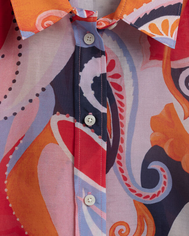 Regular fit ‑mitoitettu paisley-kuvioitu puuvilla-silkkipaita