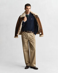 Casual-puuvillaneulepusero puolivetoketjulla