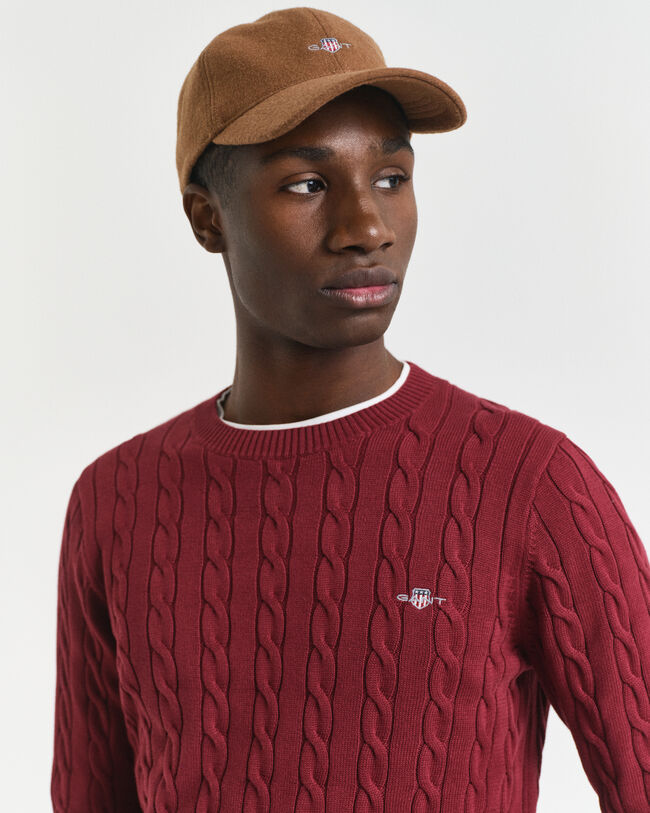 Puuvillainen palmikkoneulepusero, pyöreä pääntie