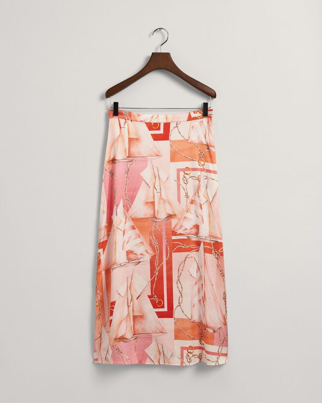 Printtikuvioitu silkkinen Sailing-maksihame