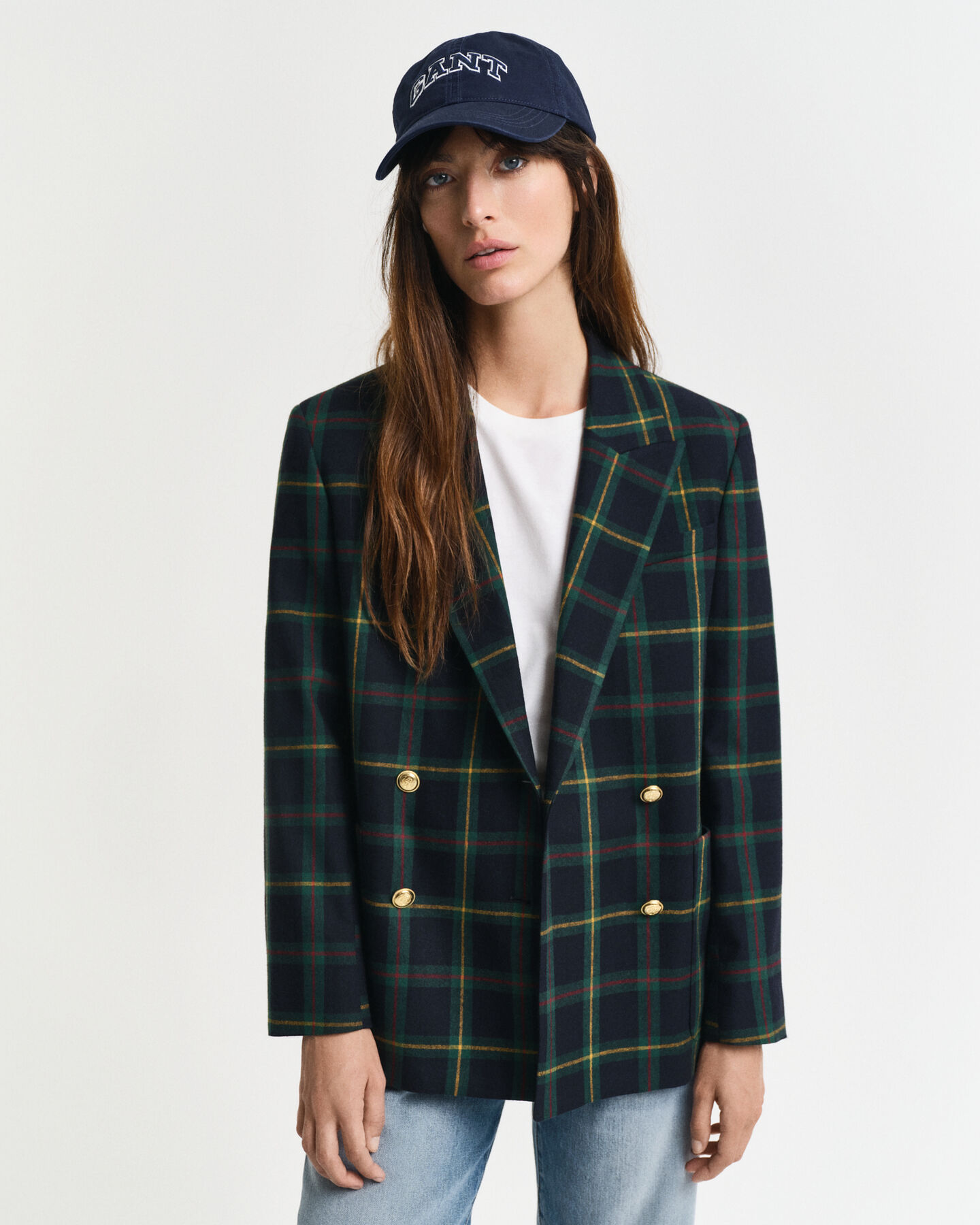 Regular fit ‑mitoitettu ruudullinen bleiseri