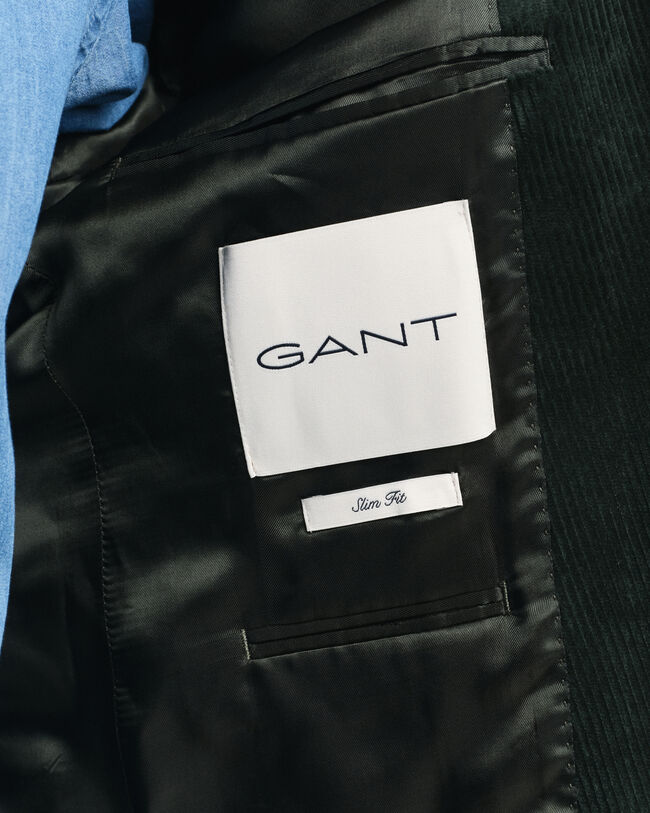 Slim fit ‑mitoitettu vakosamettinen puvuntakki