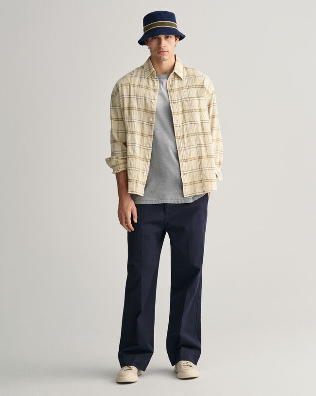 Oversized&nbsp;fit ‑mitoitettu kohopintainen ruutupaita