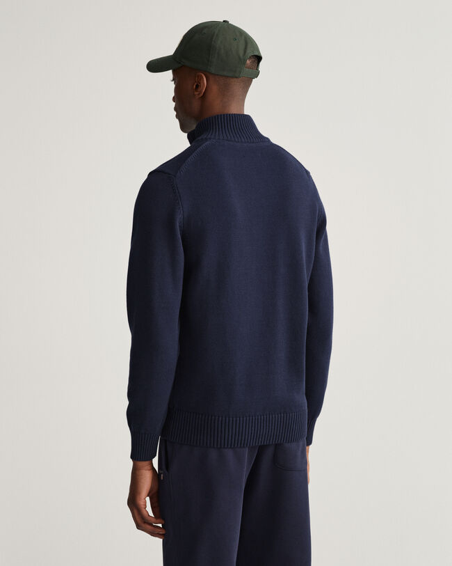 Casual-puuvillaneulepusero puolivetoketjulla