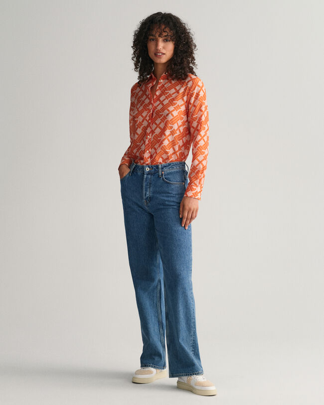 Regular fit ‑mitoitettu G Patterned ‑puuvilla-silkkipaita