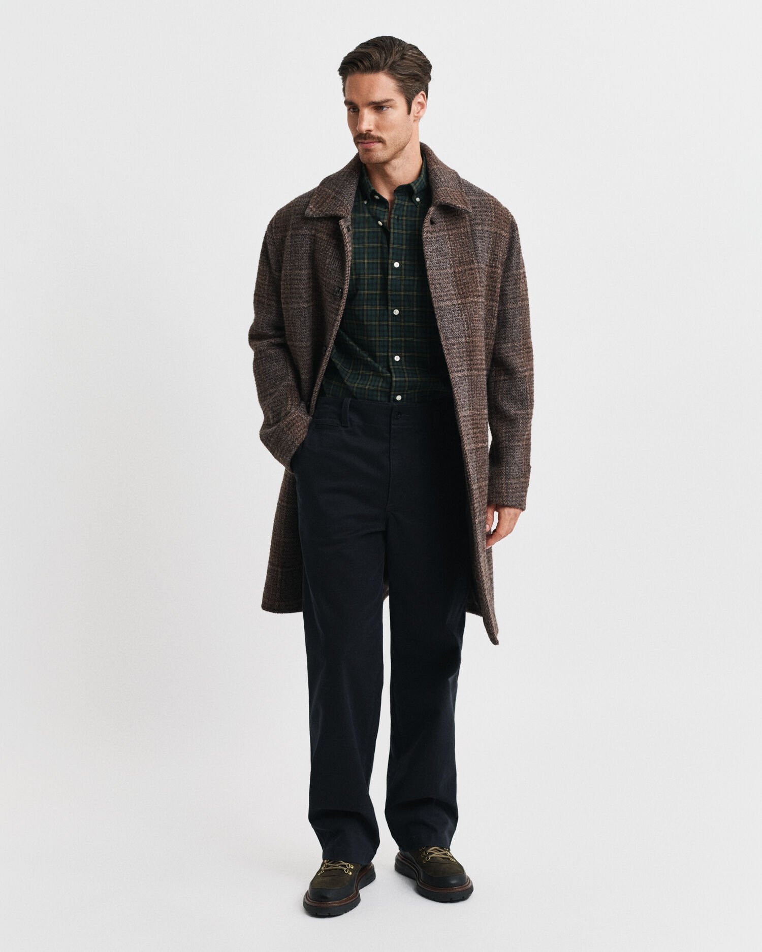 Regular fit ‑mitoitettu ruudullinen klassinen popliinipaita