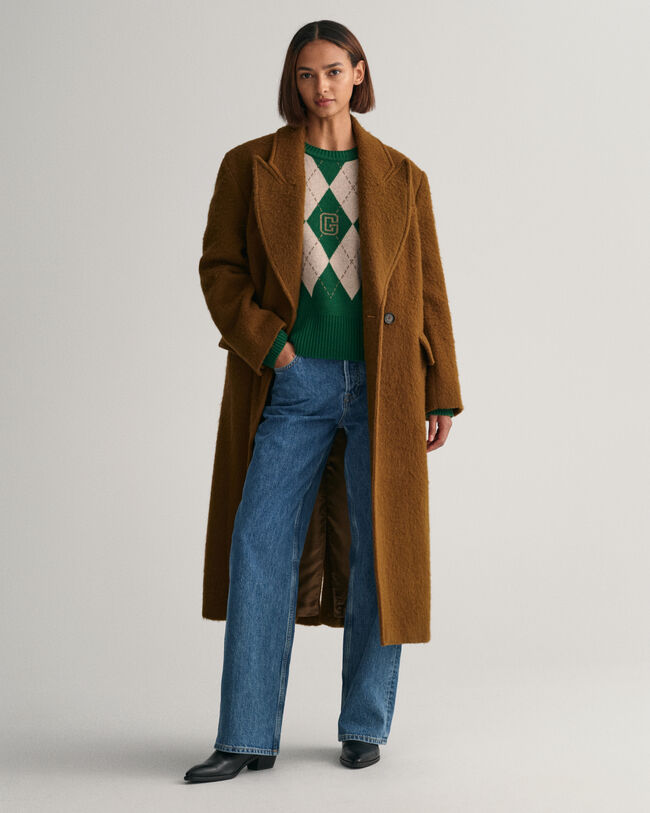 Ohut Argyle-neulepusero, jossa pyöreä pääntie