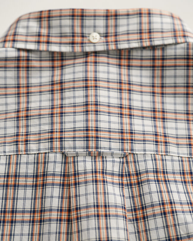 Regular&nbsp;fit ‑mitoitettu lyhythihainen, pieniruutuinen popliinipaita