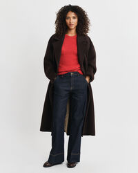 Mohairsekoitteinen lyhythihainen neulepusero, pyöreä pääntie