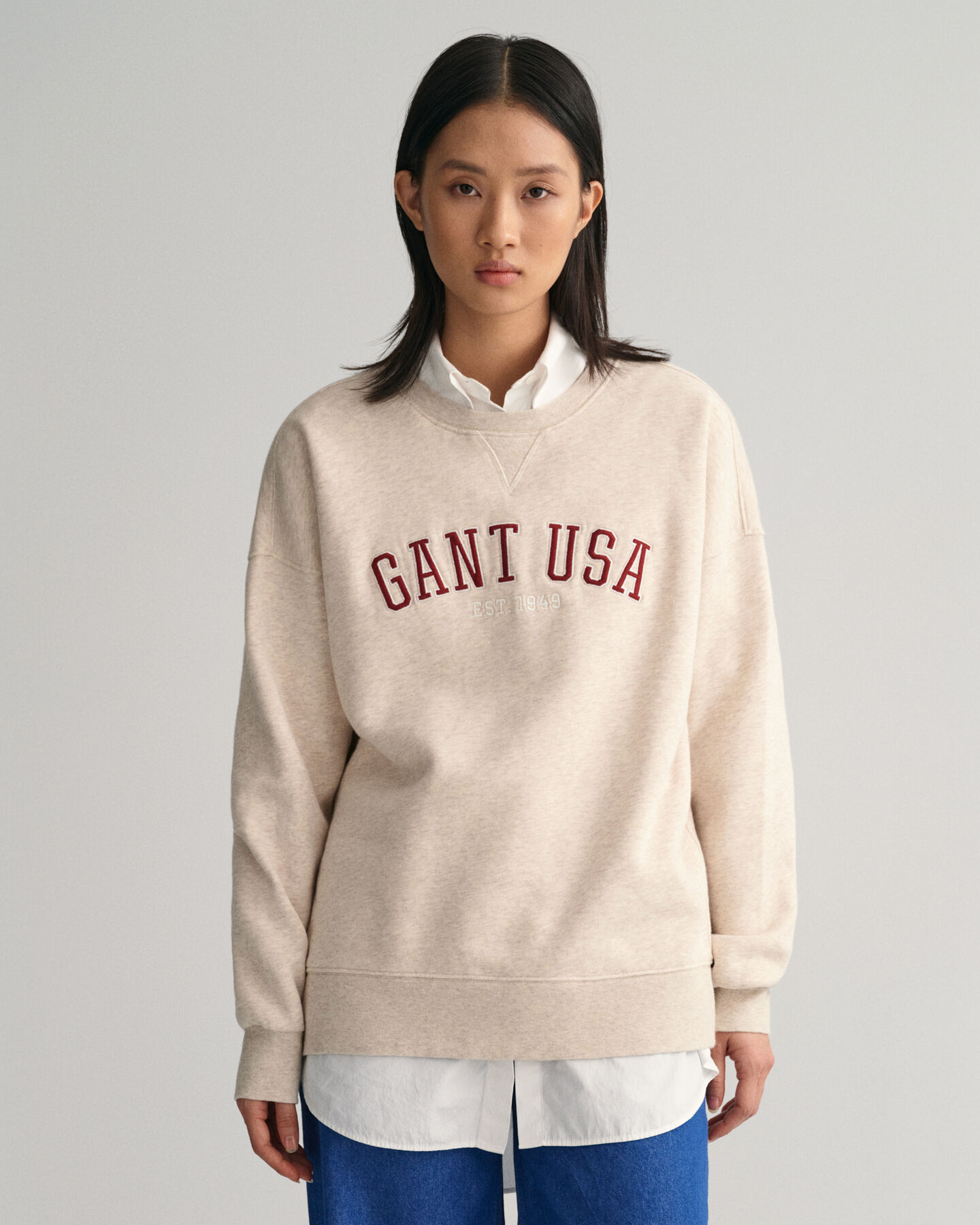Oversized fit -mitoitettu GANT USA -collegepaita, jossa pyöreä pääntie