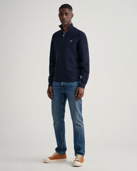 Texture-puuvillaneulepusero puolivetoketjulla