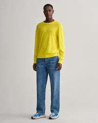 Puuvilla-pellavaneulepusero, jossa py&ouml;re&auml; p&auml;&auml;ntie