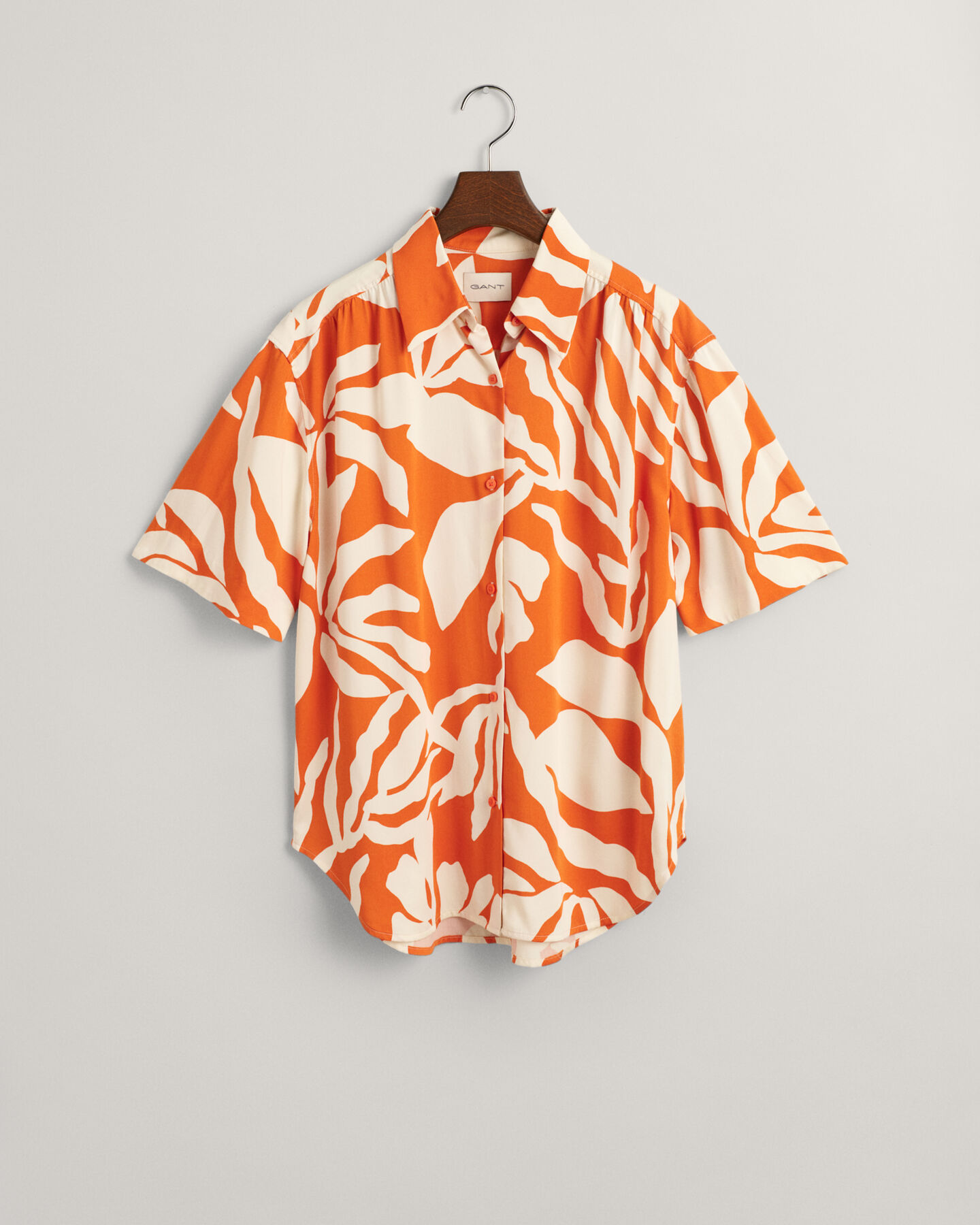 Relaxed&nbsp;fit ‑mitoitettu lyhythihainen Palm Print -paita