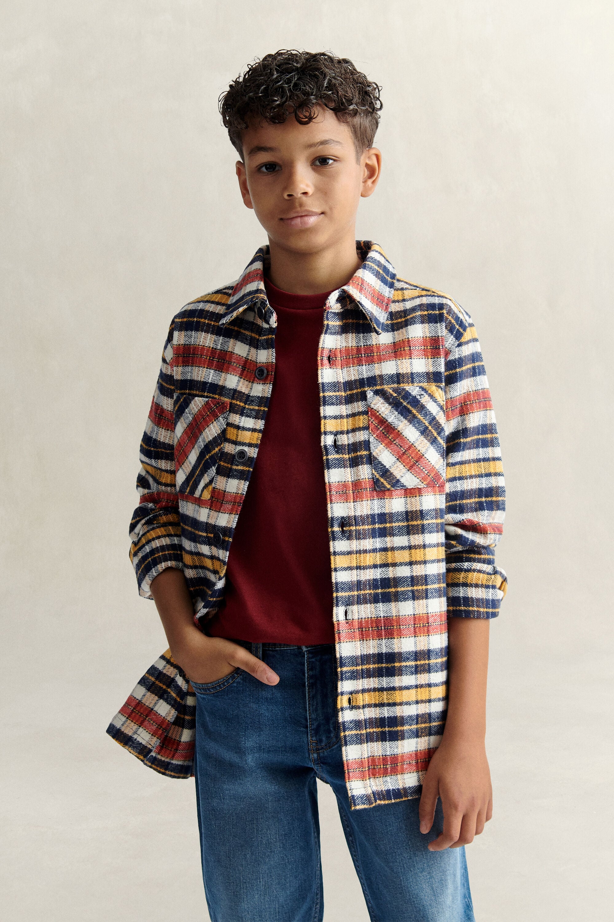 Teen Boys ‑malliston ruudullinen paitatakki