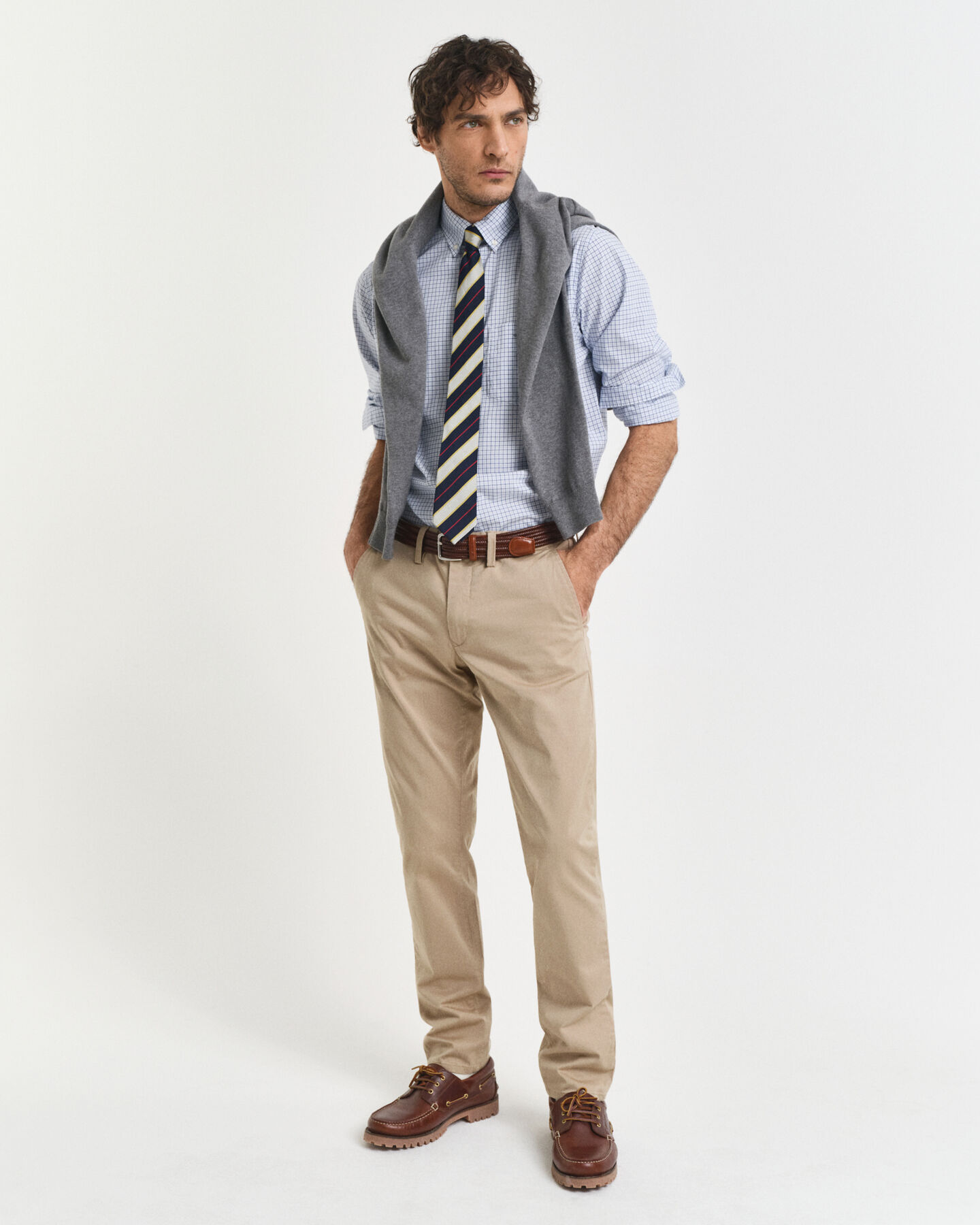 Regular fit ‑mitoitettu klassinen popliiniruutupaita