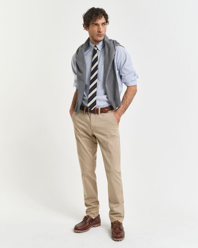 Regular fit ‑mitoitettu klassinen popliiniruutupaita