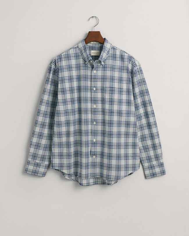 Relaxed&nbsp;fit ‑mitoitettu kohopintainen ruutupaita